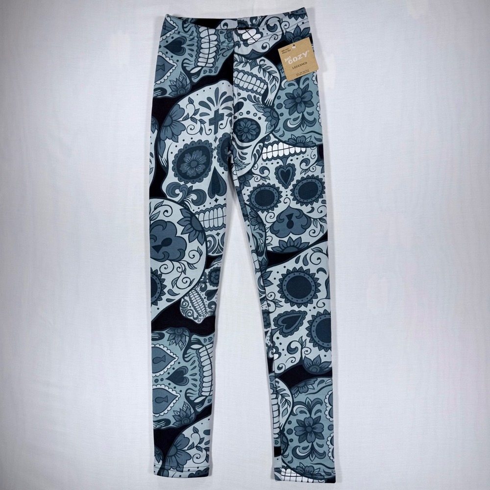 Just Cozy Sugar Skull Fleece Lined Leggings NWT XS/S Day Of The Dead Halloween